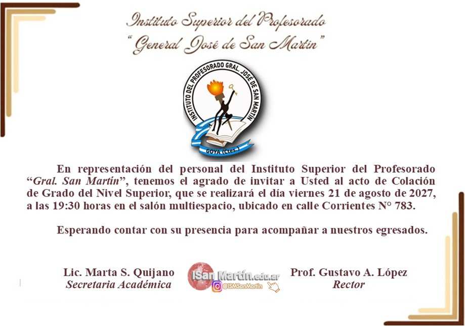 Invitación a la colación de grado 2026 del ciclo superior