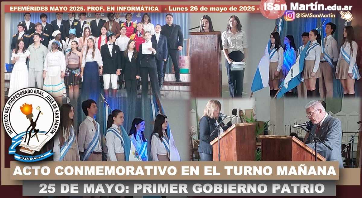 25 de mayo: Acto conmemorativo en el turno mañana.